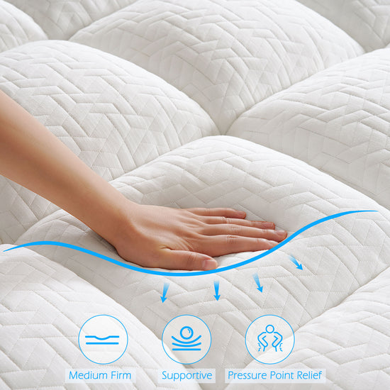 IHanherry Medium Firm Shredded Memory Foam Mattress Topper